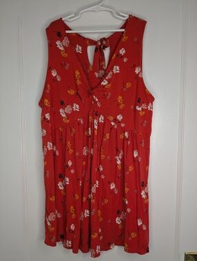 Isabel Maternity Women's Large Orange Floral Sleeveless V Neck Tunic Tank Top